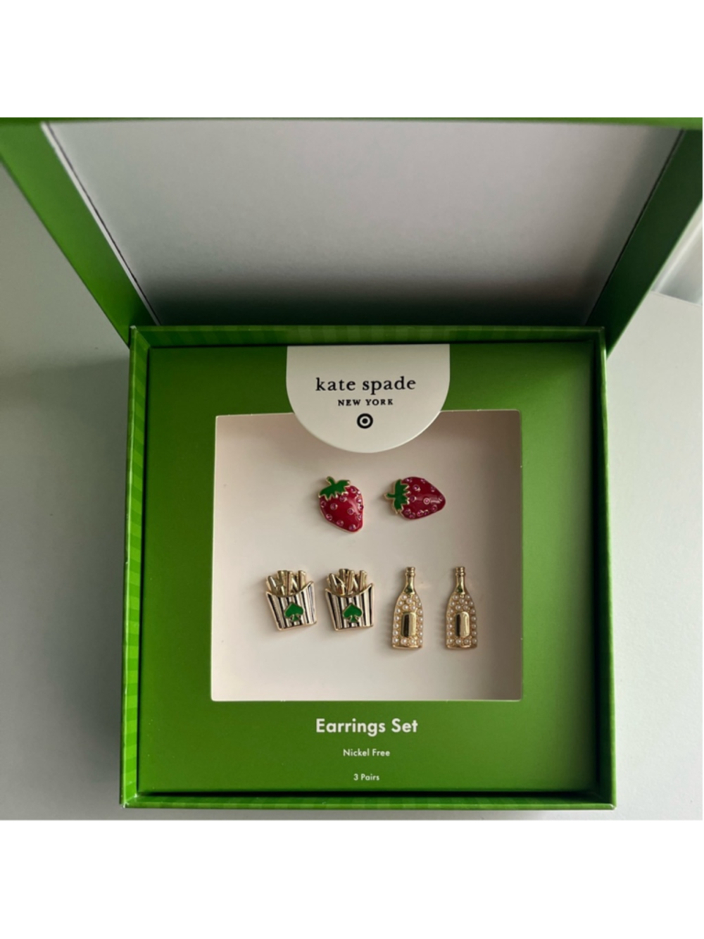 Kate Spade Target Collab Earrings Set Strawberry Champagne French Fries